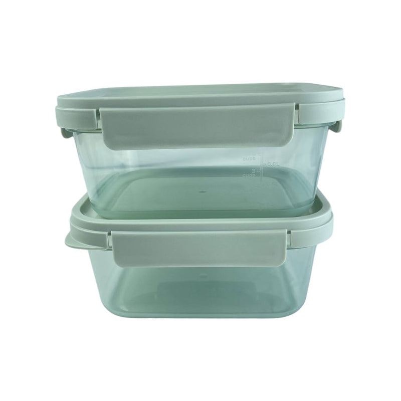 Look & Lock Nestopia Food Storage Container Set, 2 Pcs, 1.6L Each, BPA-Free, Space-Saving Design