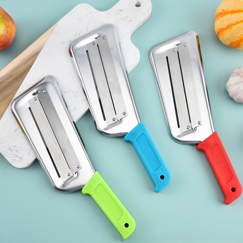 Stainless Steel Double-Blade Mandoline Slicer With Ergonomic Handle For Precise Food Cutting