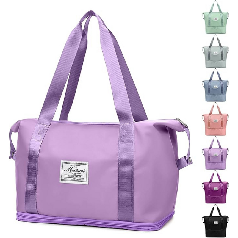 Expandable Waterproof Travel Tote Bag With Separate Compartment - Multi-Functional Handbag