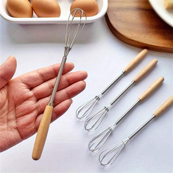 Mini Whisk With Wooden Handle For Effortless Mixing And Blending – Compact Design