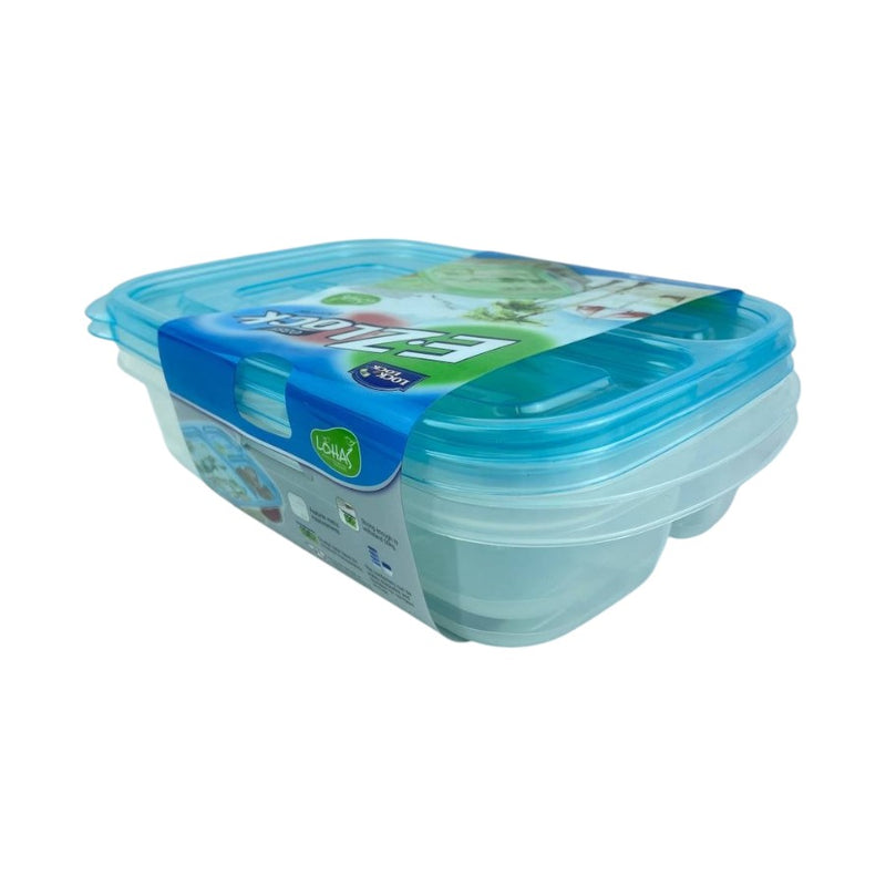 E.Z Lock Pastel Food Storage Containers - 965ml - Airtight Rectangular 2-Piece Set For Meal Prep