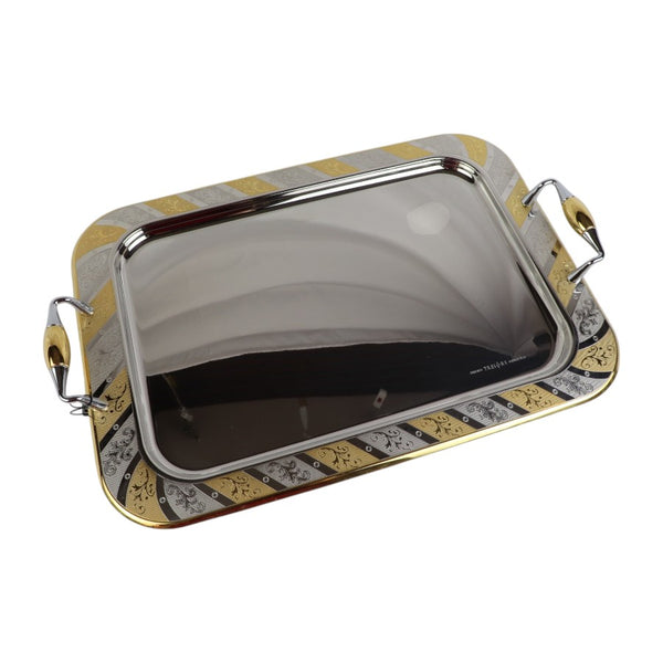 Tresors Italian Stainless Steel 18/10 Gold-Plated Serving Tray With Handles | Length 46 Cm