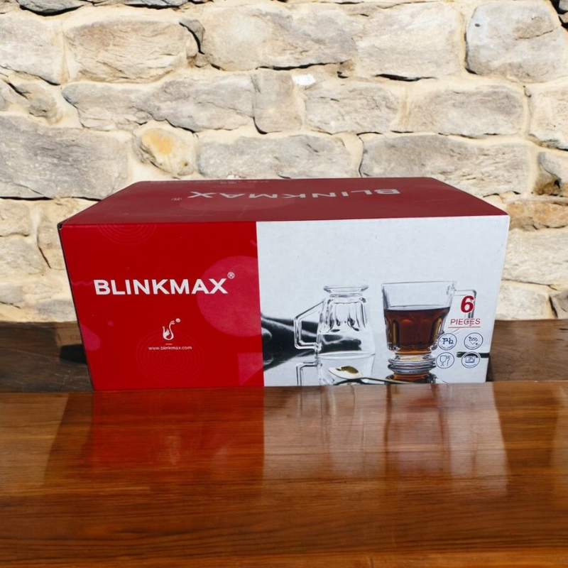 Blinkmax Glass Cup Set Of 6 With Unique Footed Design – Durable And Stylish 137ml Capacity For Tea And Espresso