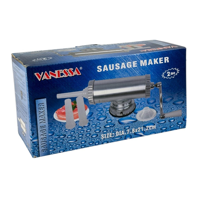 Vanessa Stainless Steel Sausage Maker - Durable Kitchen Tool With Easy Crank Handle, 7.8 x 21 cm