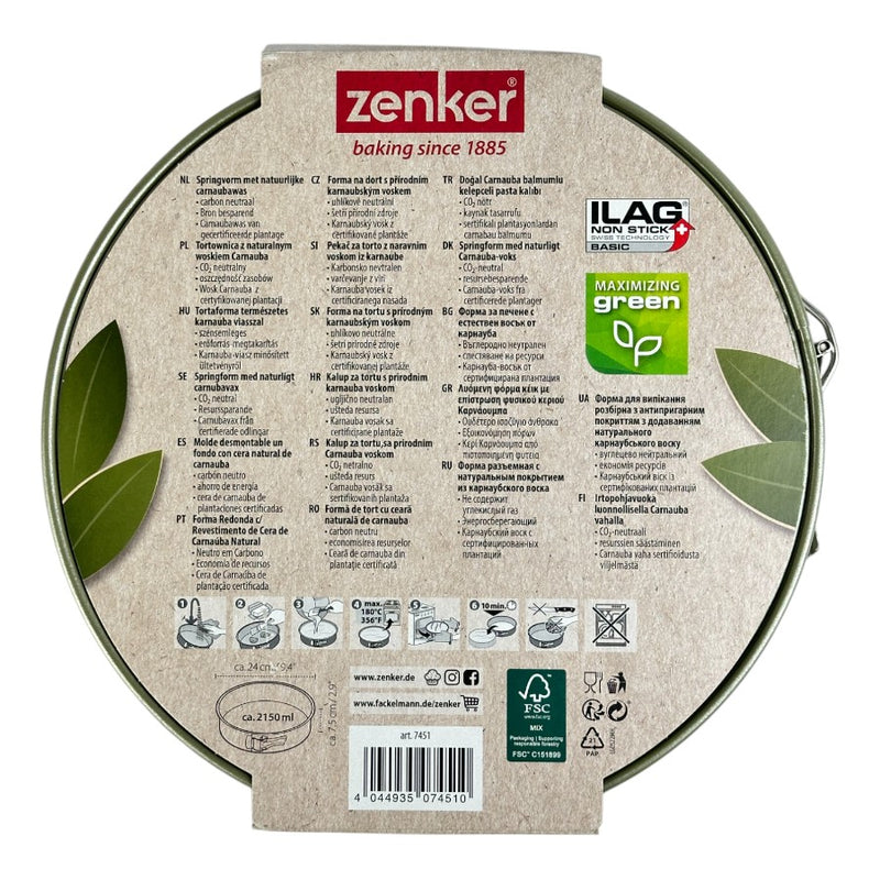 Zenker Green Vision 24cm Non-Stick Springform Pan With Carnauba Wax Coating - Eco-Friendly