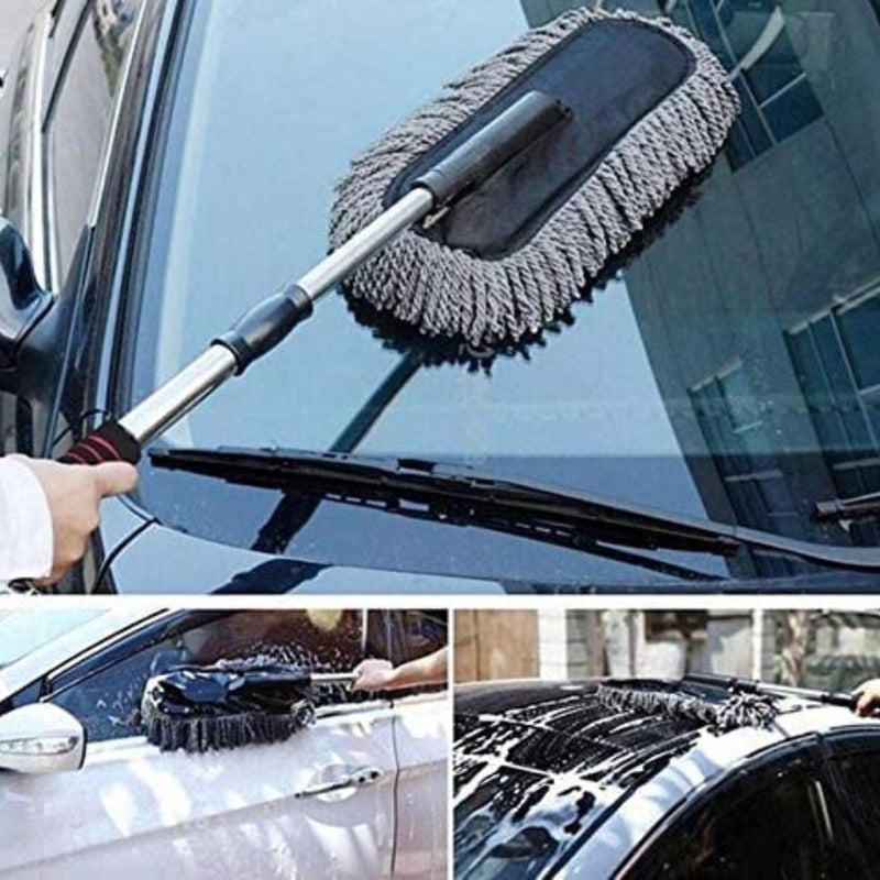 Car Duster, Multipurpose Car Wash Brush Exterior and Interior Microfiber  Duster with Extendable Handle for Cleaning - Grey