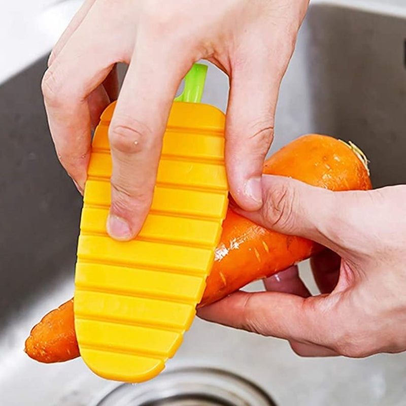 Carrot Shaped Multifunctional Bendable Fruit And Vegetable Cleaning Brush