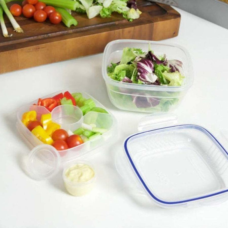 Lock & Lock, Square Lunch Box with Tray and Sauce Pot, Plastic, 950 ml - Cupindy