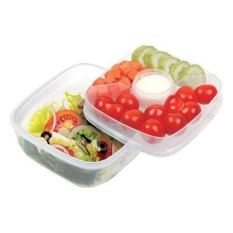 Lock & Lock, Square Lunch Box with Tray and Sauce Pot, Plastic, 950 ml - Cupindy