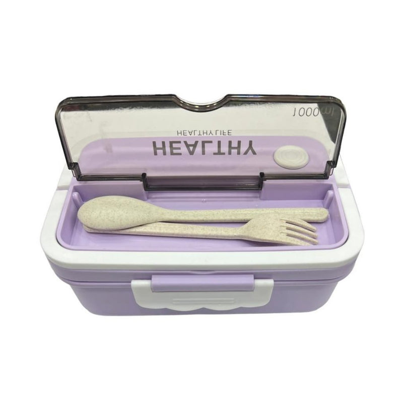 Lunch Box 3 Grids Hidden Handle With Dinner Spoon and Fork - Cupindy