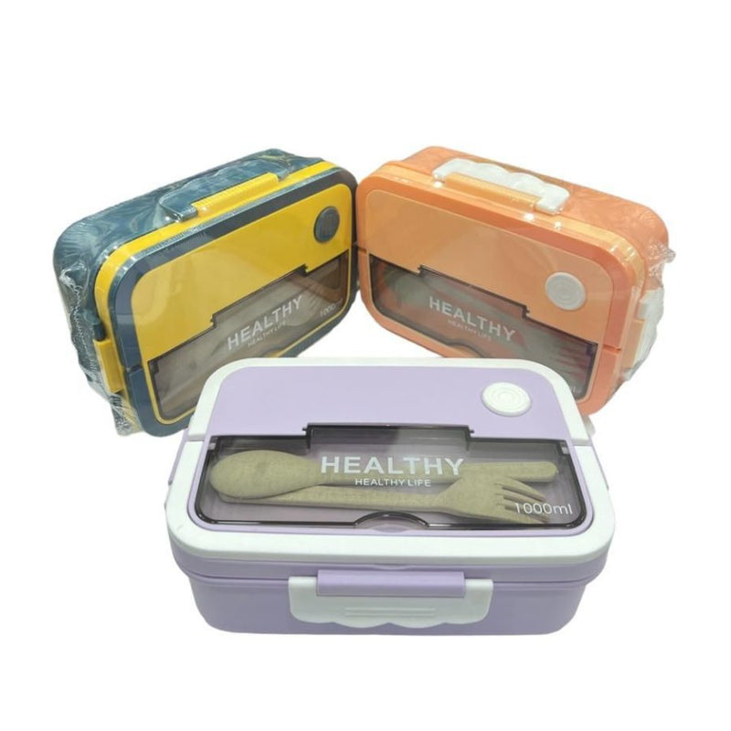 Lunch Box 3 Grids Hidden Handle With Dinner Spoon and Fork - Cupindy