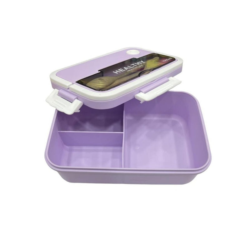 Lunch Box 3 Grids Hidden Handle With Dinner Spoon and Fork - Cupindy