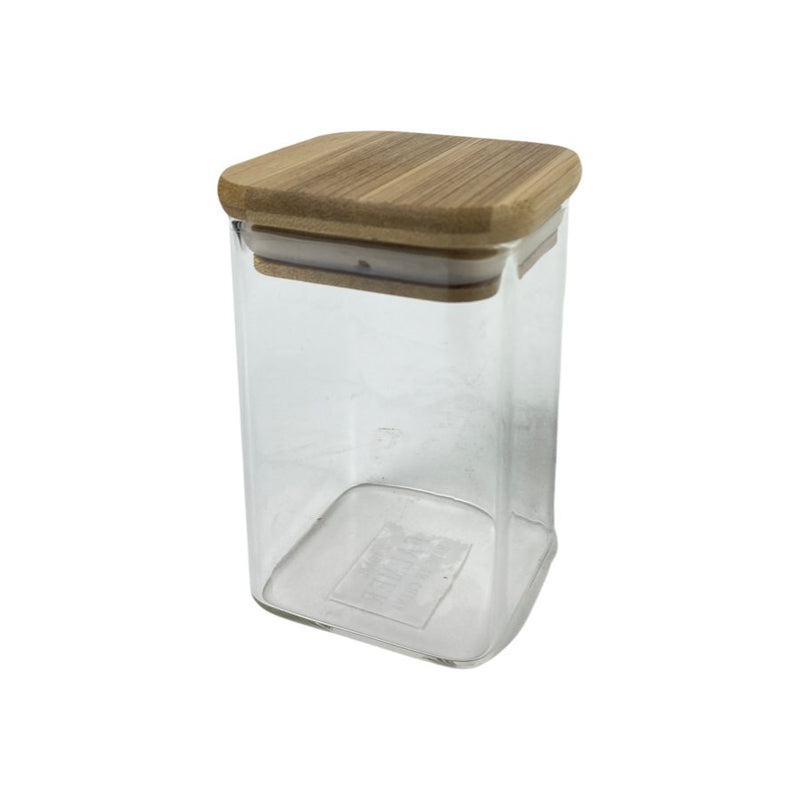 Small Glass Food Container Storage With Wooden Cover, 1 Piece (12 x 6 cm) - Cupindy